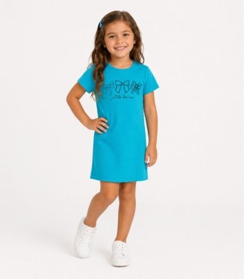 Vestido Infantil Ribana Canelada E Estampa Select Azul