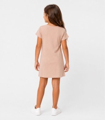 Vestido Infantil Ribana Canelada E Estampa Select Rosa