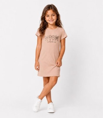 Vestido Infantil Ribana Canelada E Estampa Select Rosa