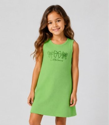 Vestido Infantil Ribana Estampa Localizada Select Verde