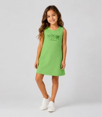 Vestido Infantil Ribana Estampa Localizada Select Verde