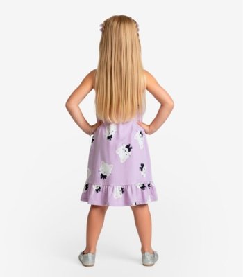 Vestido Infantil em Meia Malha Penteada Select Roxo