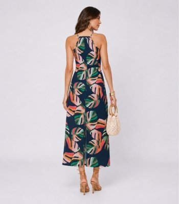 Vestido Midi Canelado Select Azul