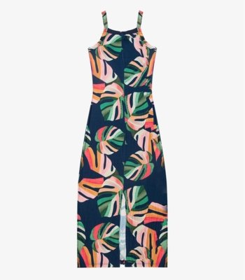 Vestido Midi Canelado Select Azul