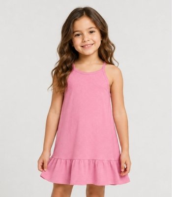 Vestido de Alça Infantil Em Malhão Fruit Select Rosa
