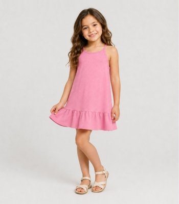 Vestido de Alça Infantil Em Malhão Fruit Select Rosa