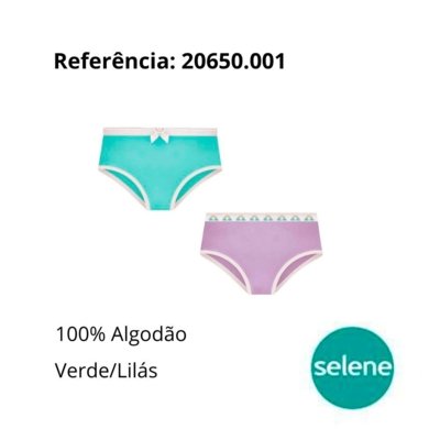 Kit 2 Calcinhas Infantis 100% Algodão Selene 20650.001 Lilás/Rosa