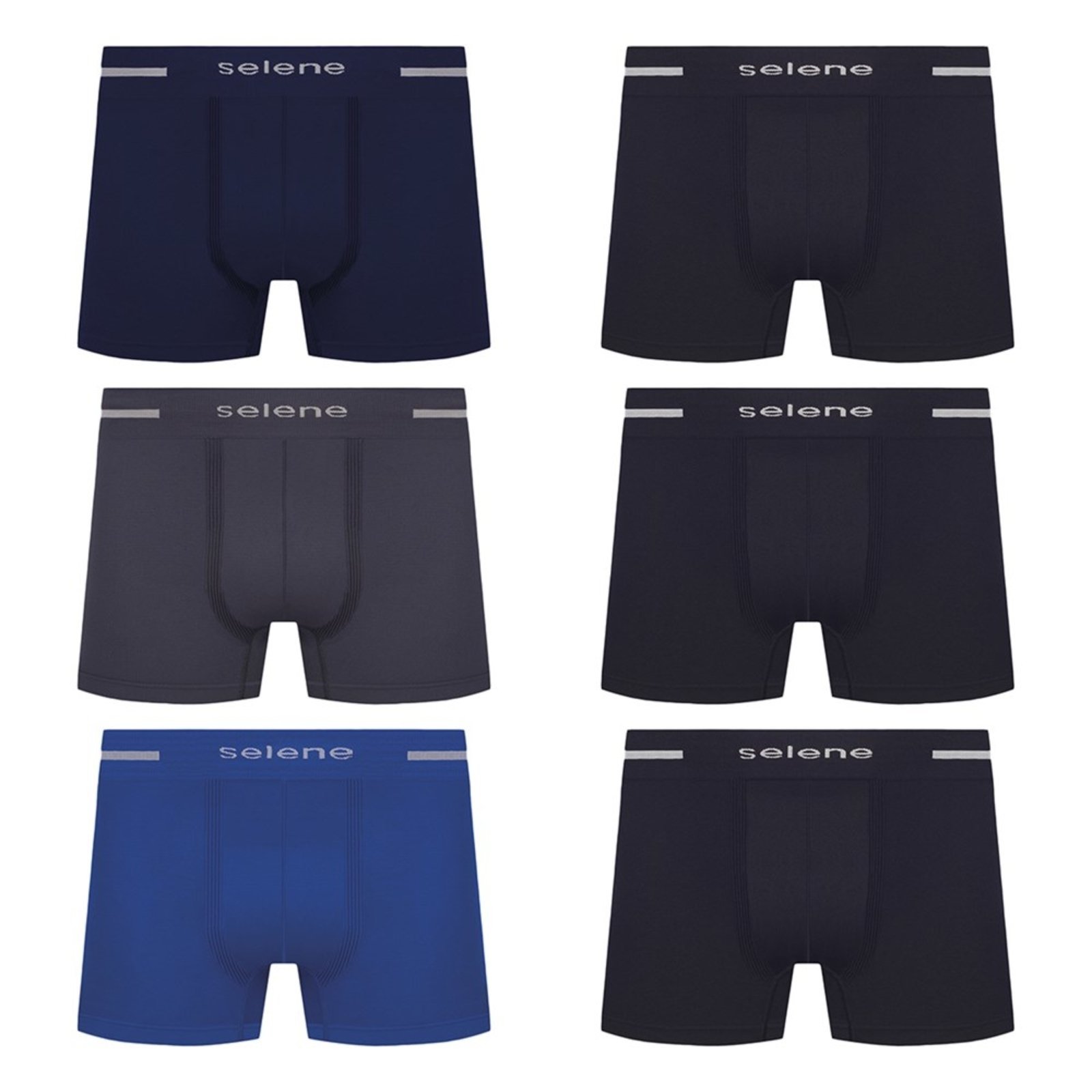 Kit 6 Cuecas Selene Boxer Sem Costura Masculina