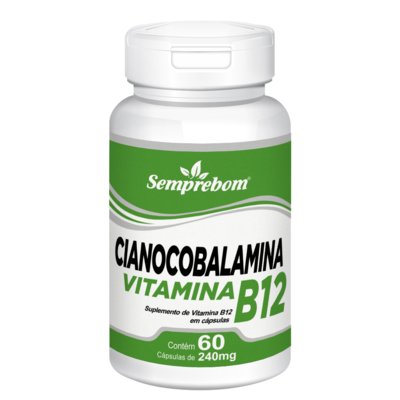 Cianocobalamina Vitamina B12 Semprebom–60 Cap. de 240 mg. Menor preço em Cianocobalamina Vitamina B12 Semprebom–60 Cap. de 240 mg.