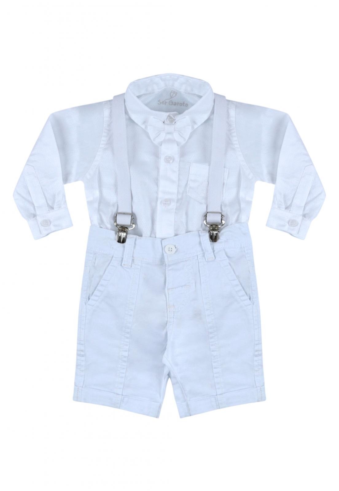 Conjunto com Suspensório e Gravata - Roupa Batizado/Pajem Infantil