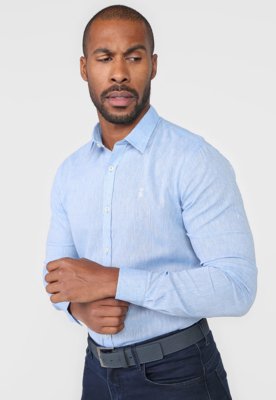 Camisa Sergio K Reta Bordado Azul Menor preço em Camisa Sergio K Reta Bordado Azul