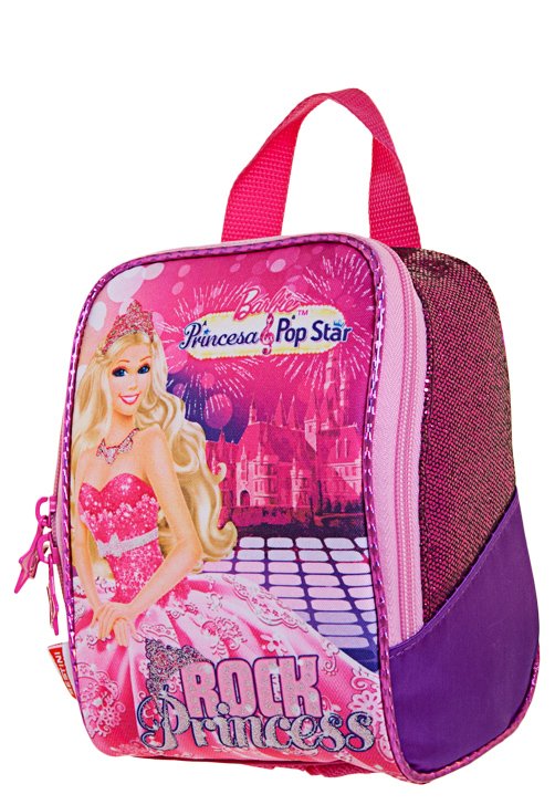 Lancheira Barbie Princesa Pop Star Dourado ou Rosa