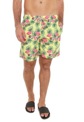 Bermuda Água Shorts Co Reta Tropical Amarela/Verde Menor preço em Bermuda Água Shorts Co Reta Tropical Amarela/Verde