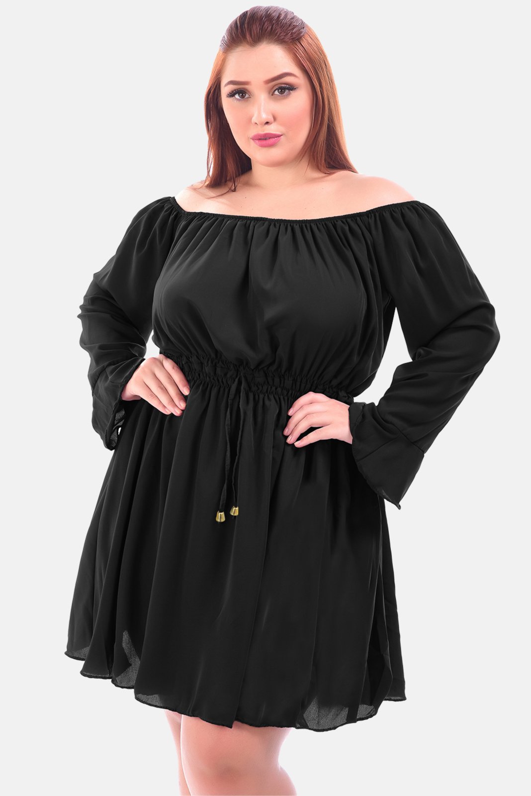 vestido preto rodado plus size