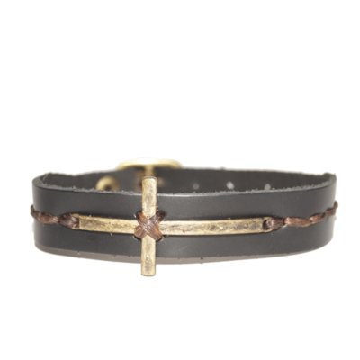 Pulseira Sir.w Em Couro Preto Cruz Grande Menor preço em Pulseira Sir.w Em Couro Preto Cruz Grande