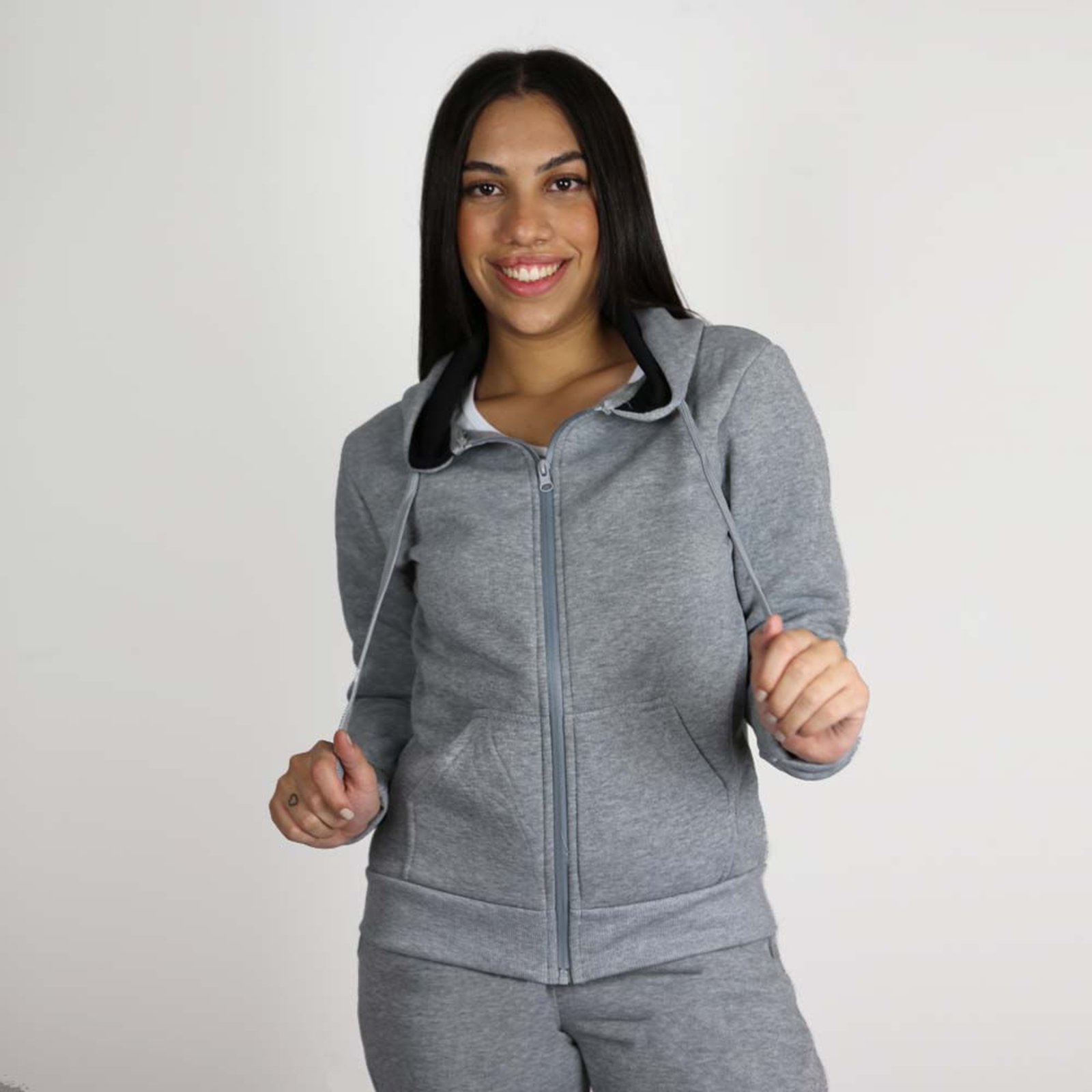 loungewear zip moletom com capuz