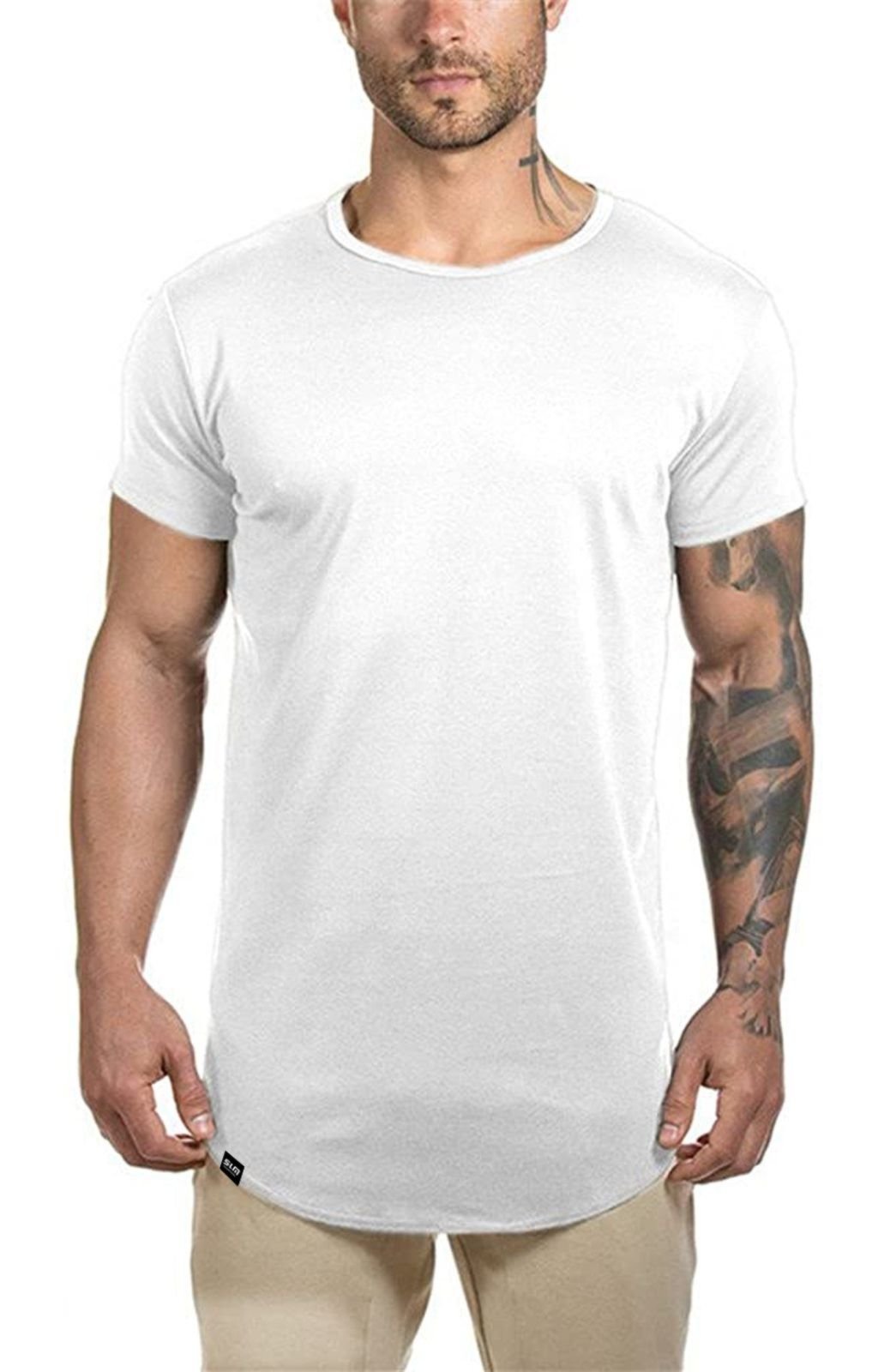 Camiseta Longline Manga Curta Slim Fitness Branco - Compre Agora