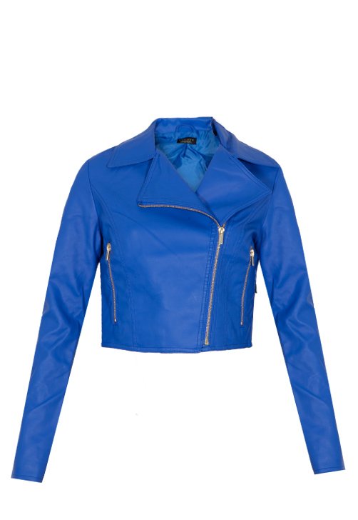 jaqueta de couro feminina azul