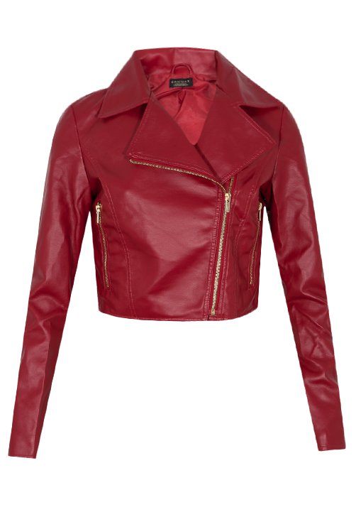 jaqueta feminina de couro vermelha