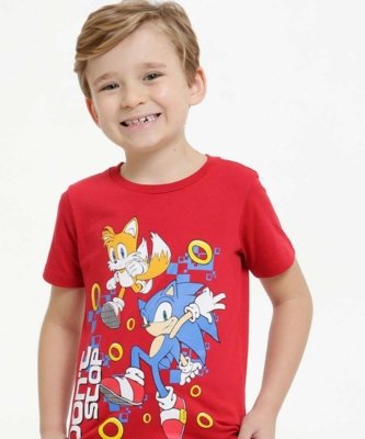 Camiseta Infantil Estampa Tails Turma Sonic Com Máscara - Tam 4 a 12 Anos  Amarelo