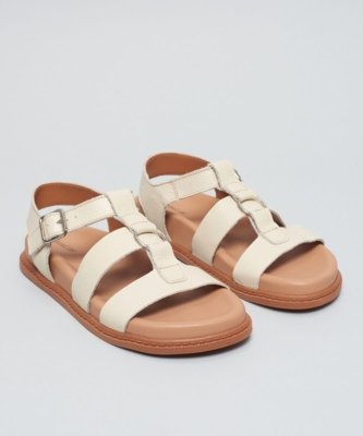 Rasteira Anatomica Couro Argola - Off White 40 - off white