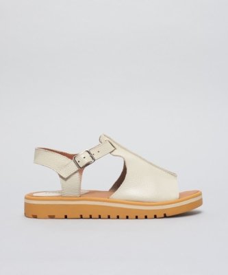 Rasteira Tratorada Couro Raissa - Offwhite 37 - offwhite