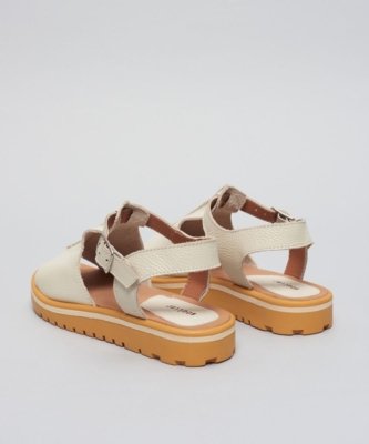 Rasteira Tratorada Couro Raissa - Offwhite 37 - offwhite