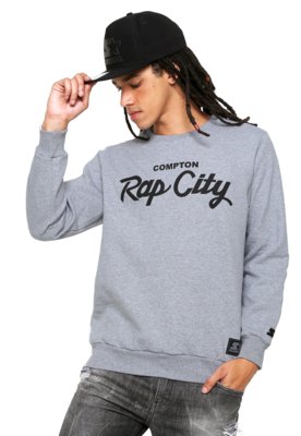 Moletom Flanelado Fechado Starter Compton Rap City Cinza Menor preço em Moletom Flanelado Fechado Starter Compton Rap City Cinza