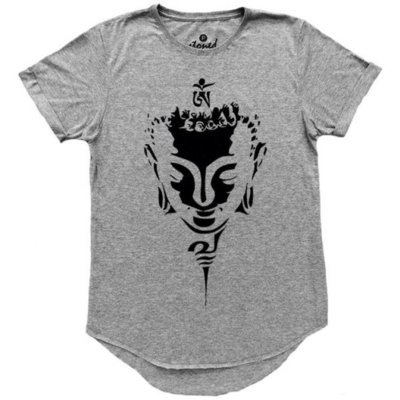 Camiseta Stoned Longline Face Buda Cinza Menor preço em Camiseta Stoned Longline Face Buda Cinza