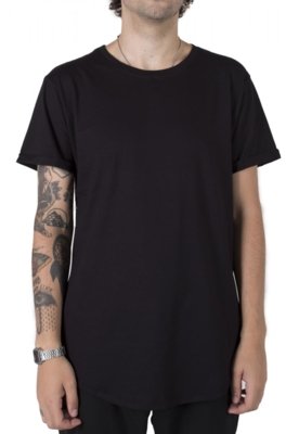 Camiseta Stoned Longline Lisa Preto Menor preço em Camiseta Stoned Longline Lisa Preto