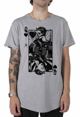 Camiseta Stoned Longline Sad Queen Cinza. Menor preço em Camiseta Stoned Longline Sad Queen Cinza.