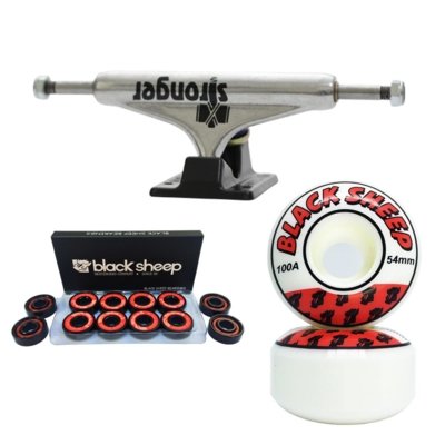 Kit Truck Stronger hollow Pro 139mm, Rolamento BS Black e Roda Black Sheep 54mm Serie Importada Menor preço em Kit Truck Stronger hollow Pro 139mm, Rolamento BS Black e Roda Black Sheep 54mm Serie Importada