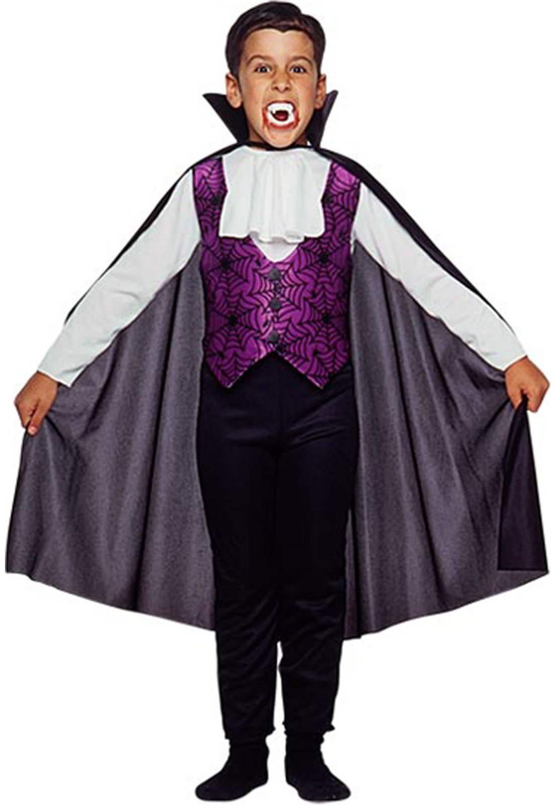 Fantasia de Halloween Infantil Masculino Vampiro Conde Drácula G 7-10