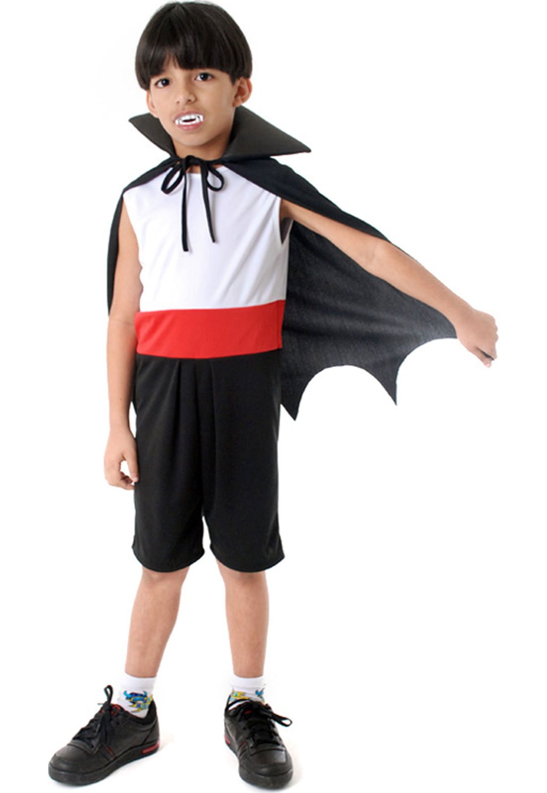 Fantasia Vampiro Infantil 923620-g Sulamericana Fantasias  Preto/branco/vermelho 10/12 Anos