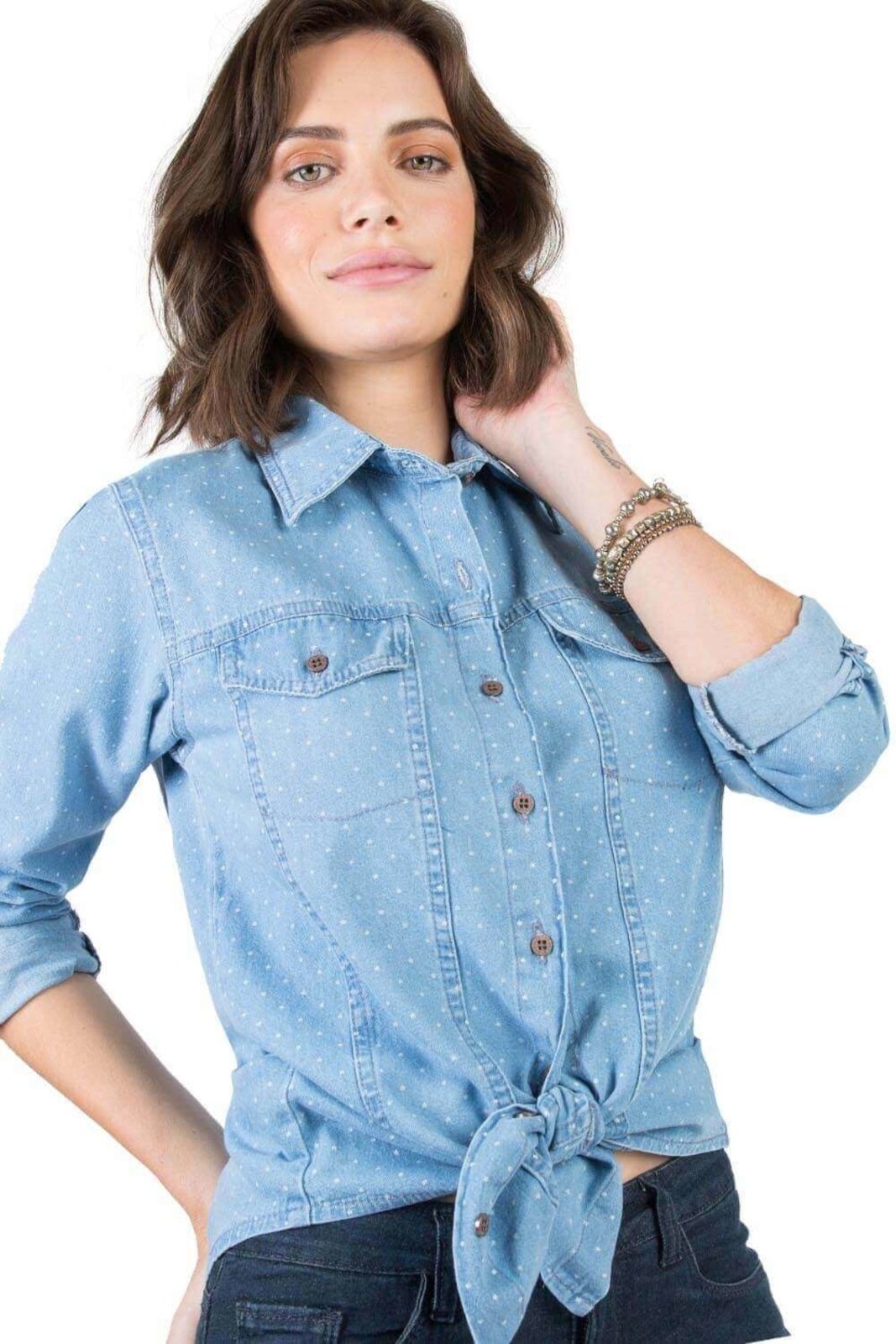 camisa jeans feminina taco