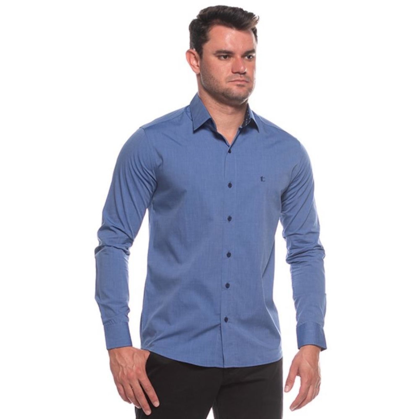 Camisa social best sale masculina azul claro