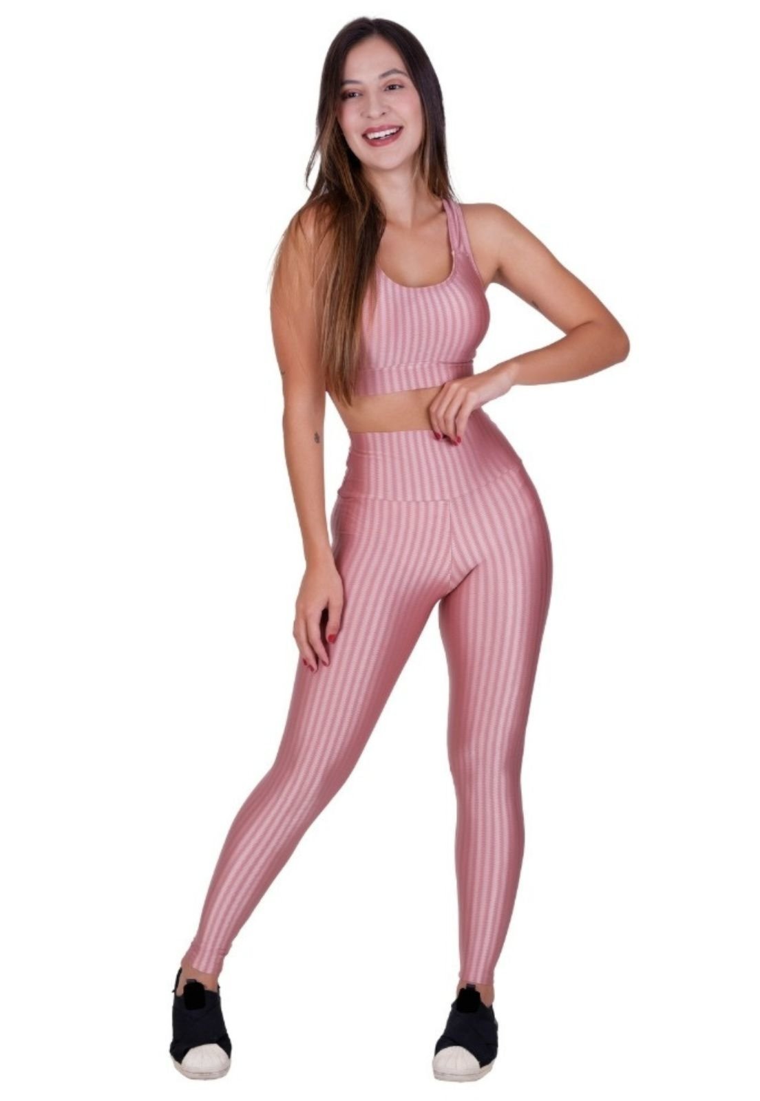 Conjunto Fitness de Academia Top com Bojo Removível e Legging 3D