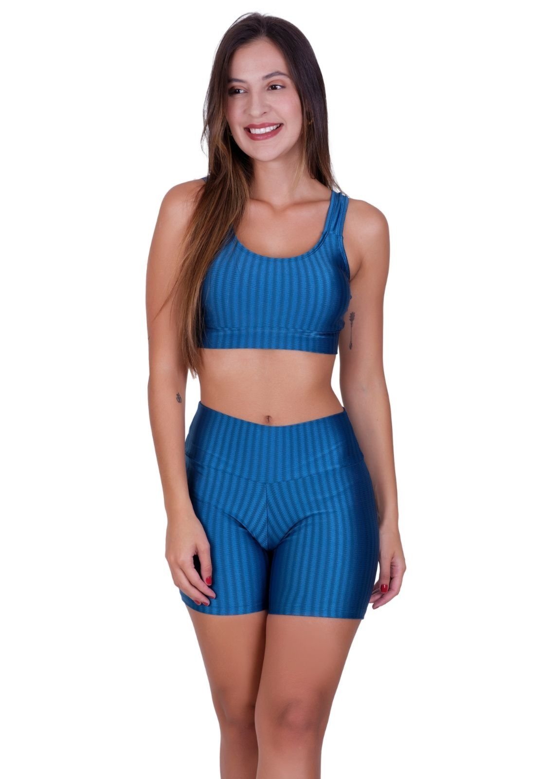 Conjunto Fitness Azul Claro Shorts + top