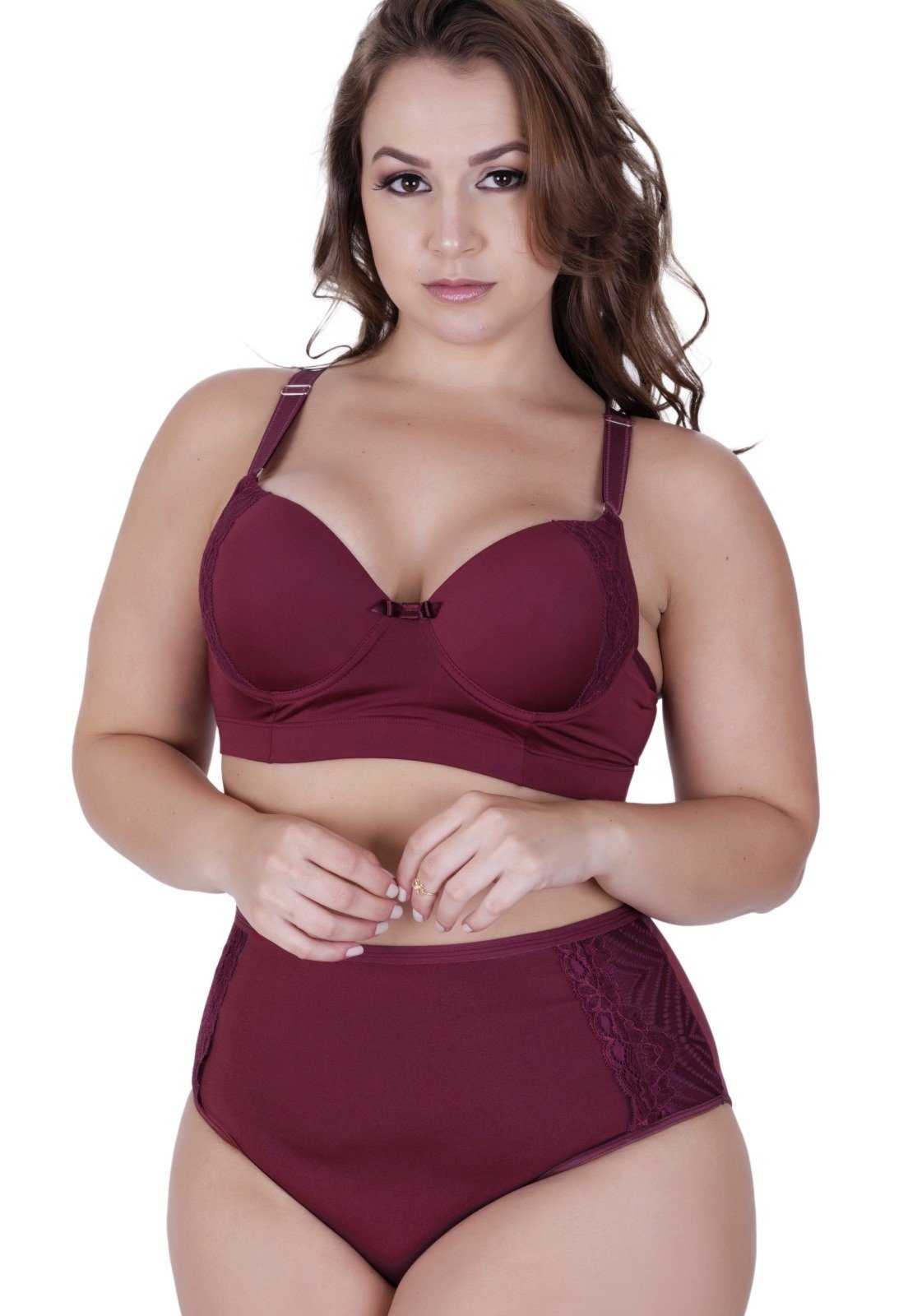 Conjunto de Lingerie Plus Size Vinho