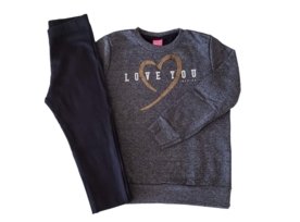 Conjunto Blusa Moletom e Legging Molecotto Love You Mouline/Preto Menor preço em Conjunto Blusa Moletom e Legging Molecotto Love You Mouline/Preto