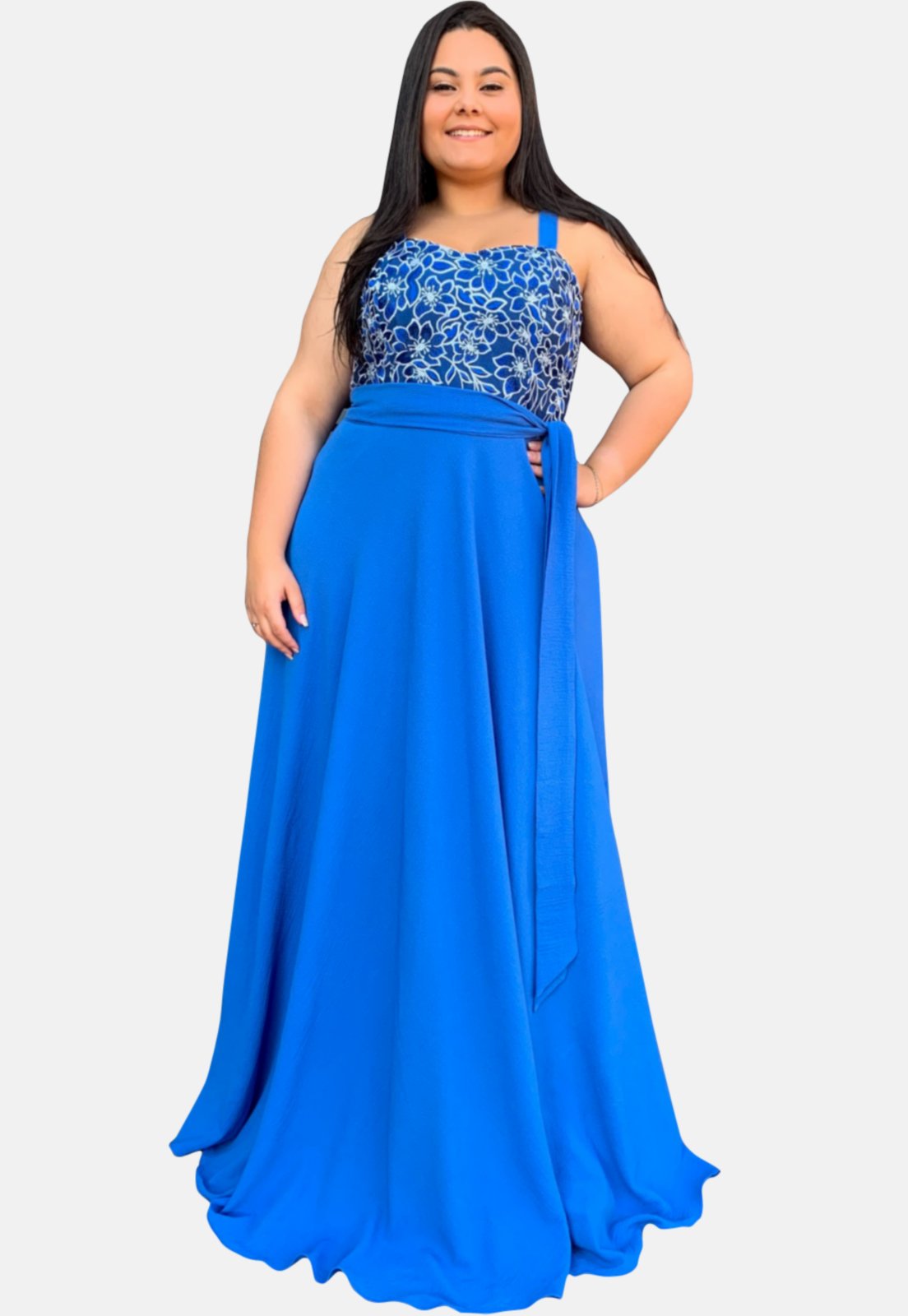 vestido plus size azul claro