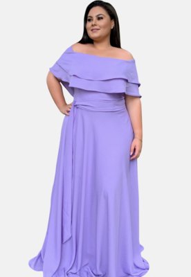 vestido ombro a ombro longo plus size