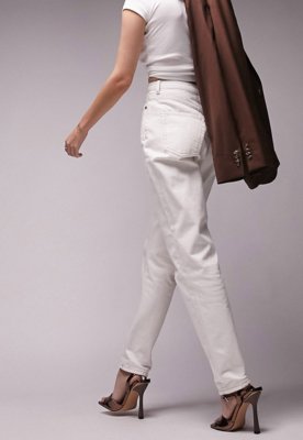 Calça Sarja TOPSHOP Mom Color Branca