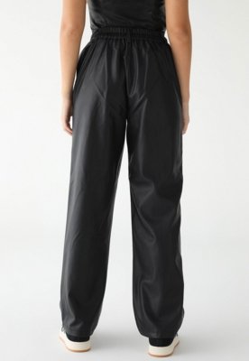 Calça TOPSHOP Wide Leg Resinada Preta