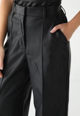Calça TOPSHOP Wide Leg Resinada Preta