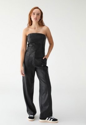 Calça TOPSHOP Wide Leg Resinada Preta