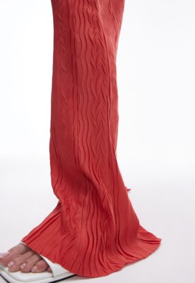 Calça TOPSHOP Wide Leg Texturizada Vermelha