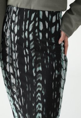 Saia TOPSHOP Midi Estampada e Texturizada Preta