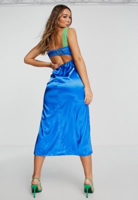 Vestido TOPSHOP Midi Cut Out Azul