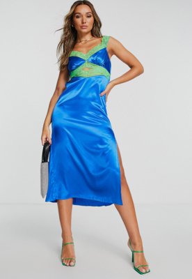Vestido TOPSHOP Midi Cut Out Azul